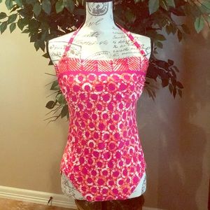 Michael Kors one piece bandeau swimsuit.